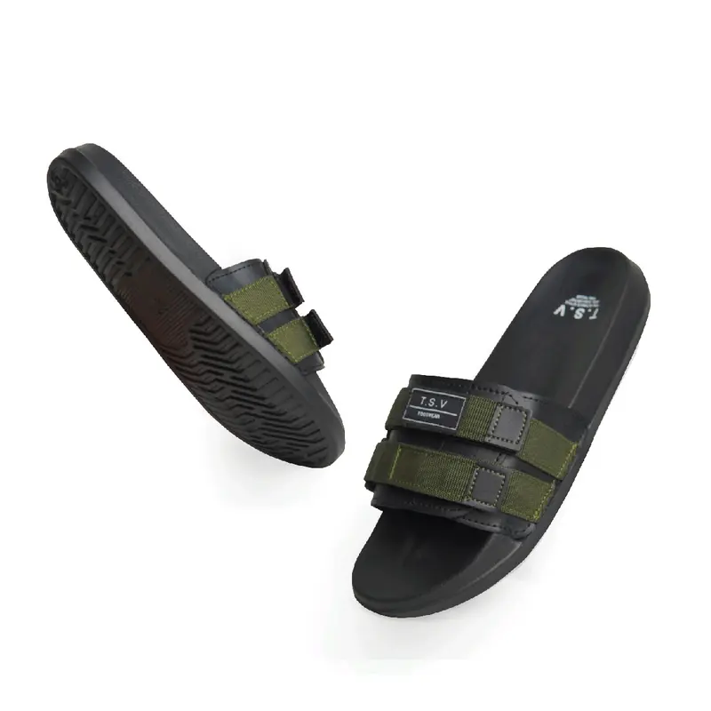 TSV FOOTWEAR Sandal cowok slip on Slade TSV sandal black grenn andromega 39-43 sendal pria Sandal Hitam Karet 2