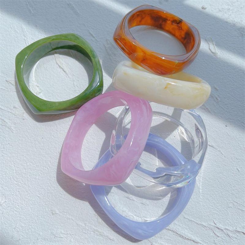 Product Introduction of Thick Retro Girls Party Geometric Simple Square Round Bangle Wide Bracelet Jewelry Gift Women Bracelet 14