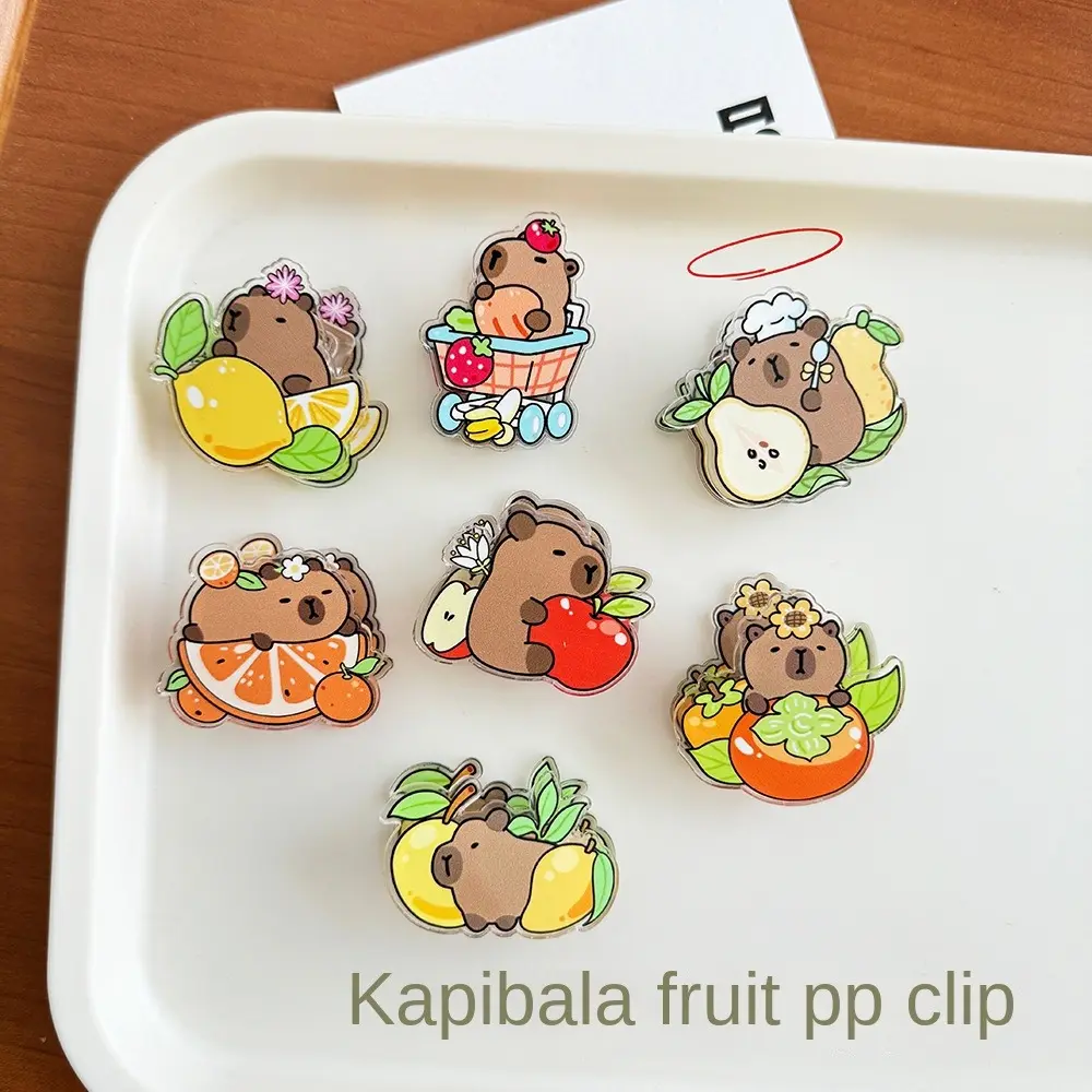 Lovely Cartoon Style Capybara Paper Clip Learning Supplies Mini Sealing Clip Office Stationery PP Clip