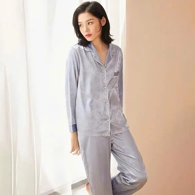 Bộ ngủ lụa nữ dài tay, bộ đồ mặc nhà xinh xắn phối ren nữ tính tiểu thư sang chảnh pijama siêu mềm mại cao cấp 132 B-2 6