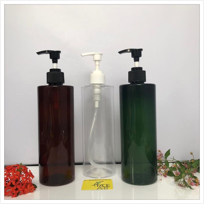  Chai nhựa 500ml vòi nhấn Trong suốt   Nâu   Xanh   trắng chiết Mỹ phẩm - Vò chai Pet đựng dầu gội  xà bông 