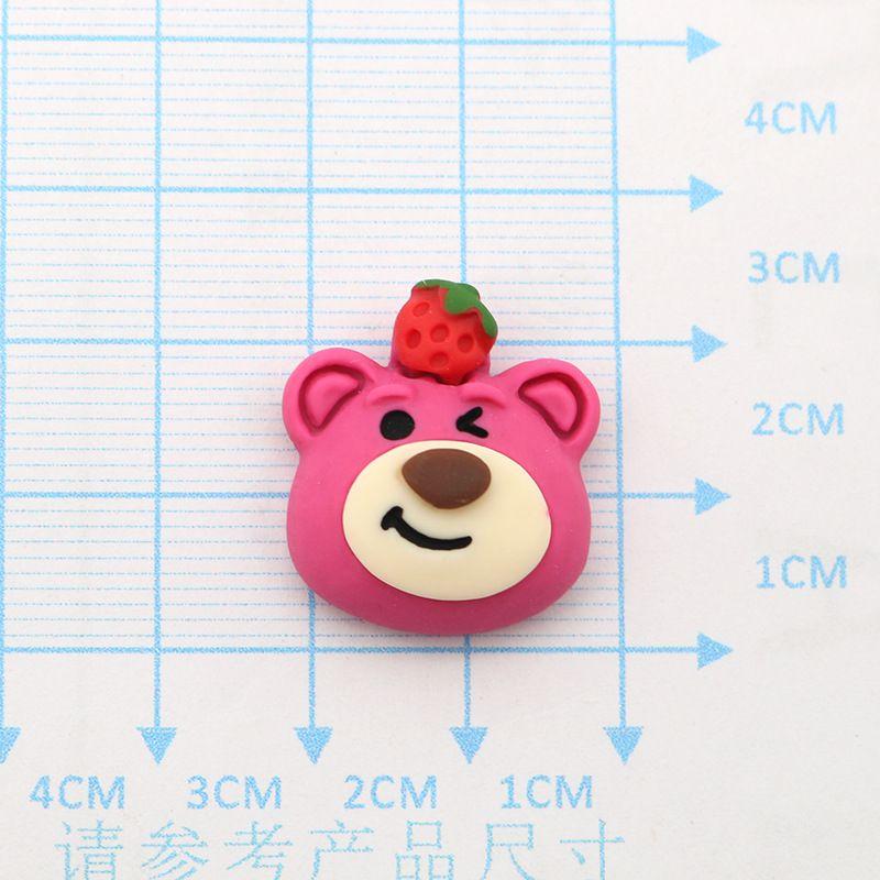 Product Introduction of Azimat Kasut, Rekaan Kartun Beruang Strawberi, Jambatan Bernafas, 3D, Boleh Tanggal, Warna Merah Jambu, Aksesori DIY, dengan Bunga, Sesuai untuk Kasut, Jibbitz Charms Shoe 7