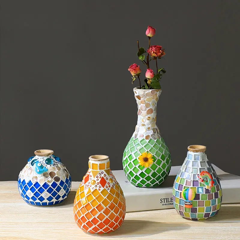 Mosaic Vase Decoration Making Creative Material Kit Children's Handicraft Artwork Mother's Day DIY Gift
