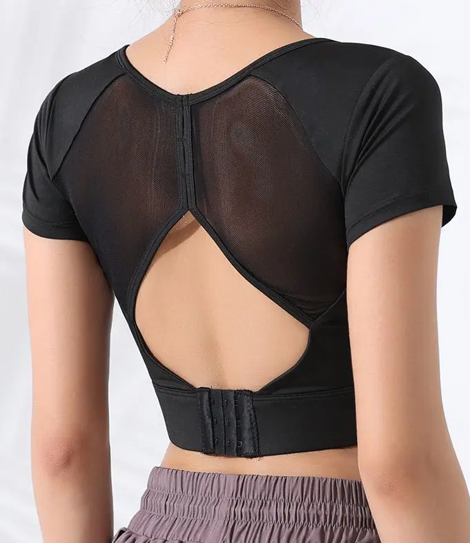 Baju Senam Olahraga Crop Gym Yoga Zumba Ada Cup / Busa Atasan WSM 533 Nyaman Sport
