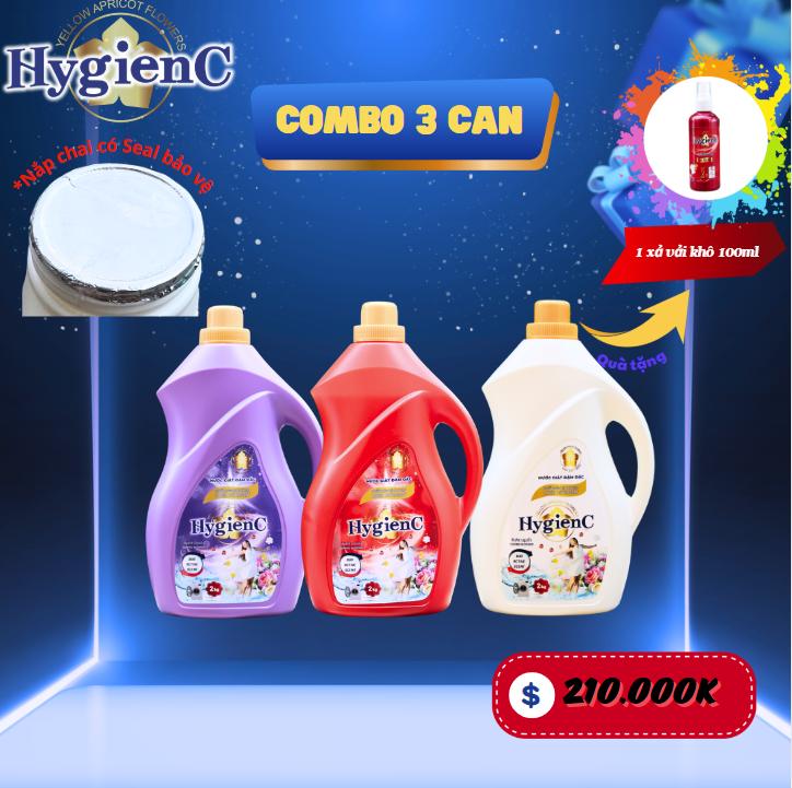 [Combo Gia Đình] 3 Can nước giặt HygienC công nghệ thái lan - Dung tích 2000ml Làm Sạch