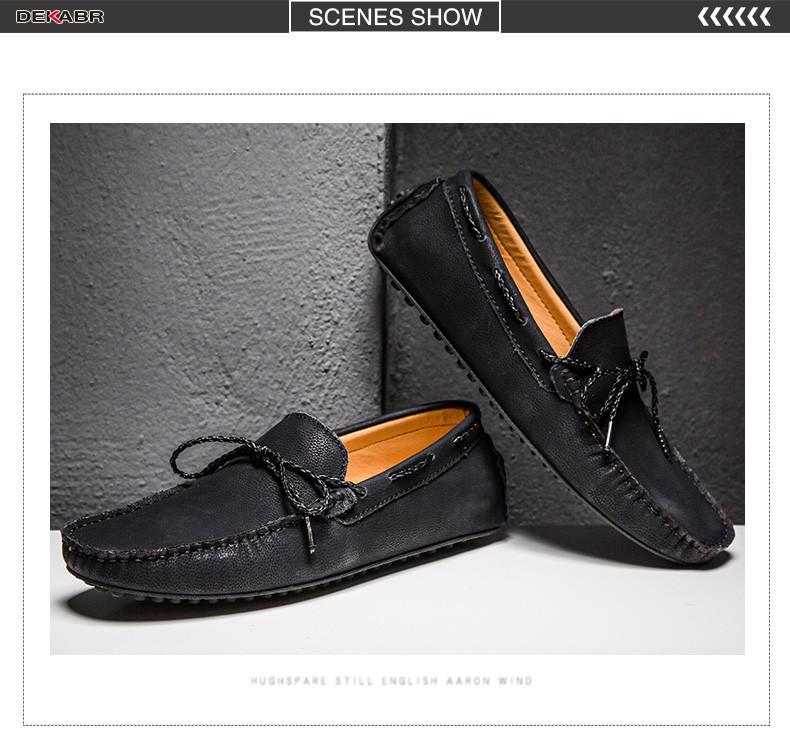 Product Introduction of DEKABR Fashion Spring and Autumn Style Soft Moccasins Men Loafers High Quality Leather Shoes Men Flats Driving Shoes Big Size 42