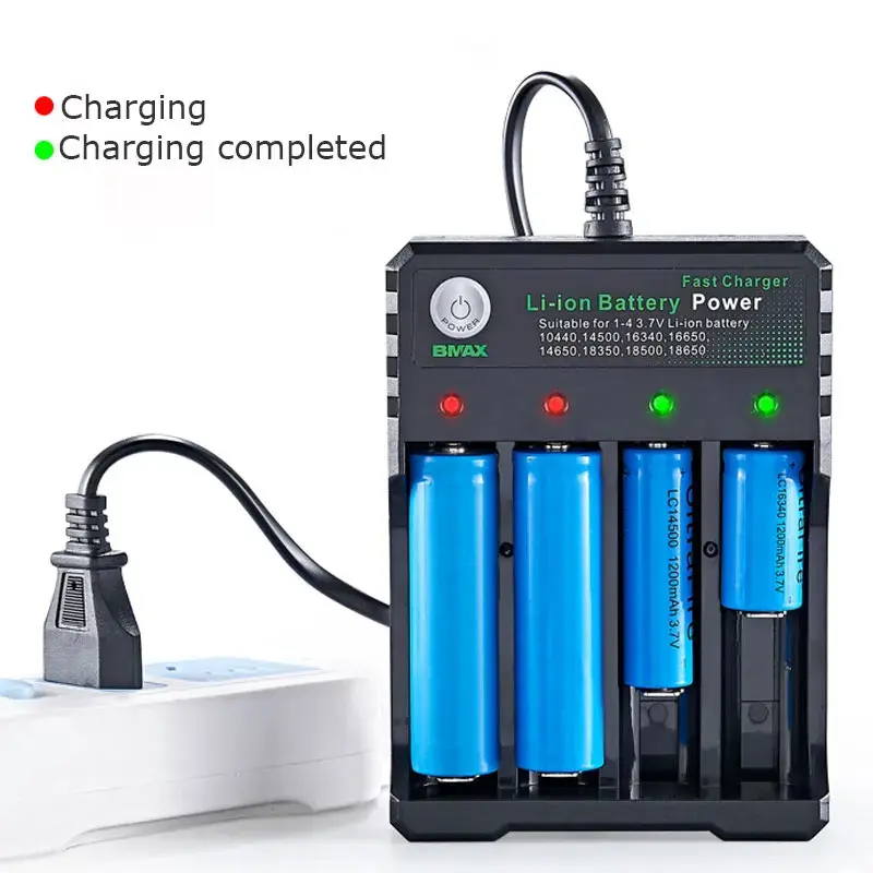 Bộ sạc pin 18650, màu đen, có 1, 2, 4 khe, AC 110V 220V, sử dụng kép, để sạc 18650, 3.7V, bộ sạc pin Lithium Có Thể Sạc Lại