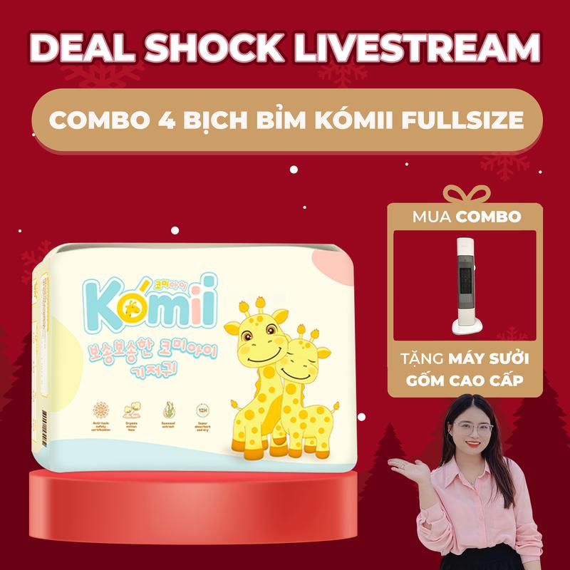 [MUA 4 TẶNG 1] COMBO 4 Bịch Tã/Bỉm Komii Fullsize HÀN QUỐC - TẶNG 1 MÁY SƯỞI GỐM