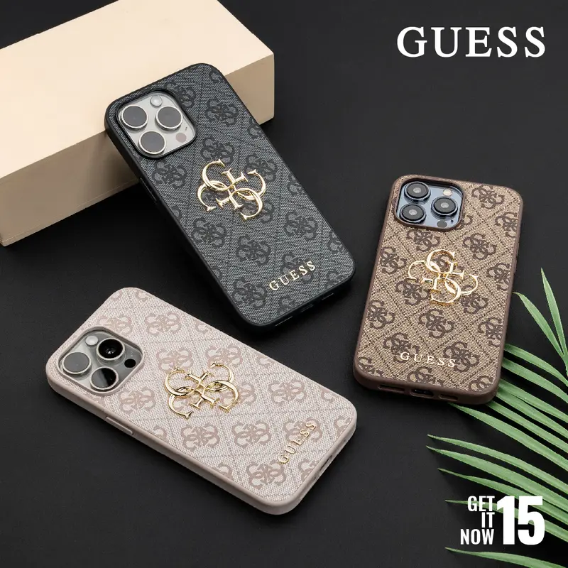 Case For iPhone 15 / Plus / Pro / Pro Max GUESS PU 4G Metal Logo 3