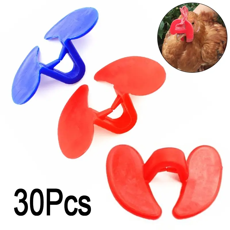 30 Piece Gamefowl Rooster Blinders to Avoid Pecking of Eggs (Red) : Hens