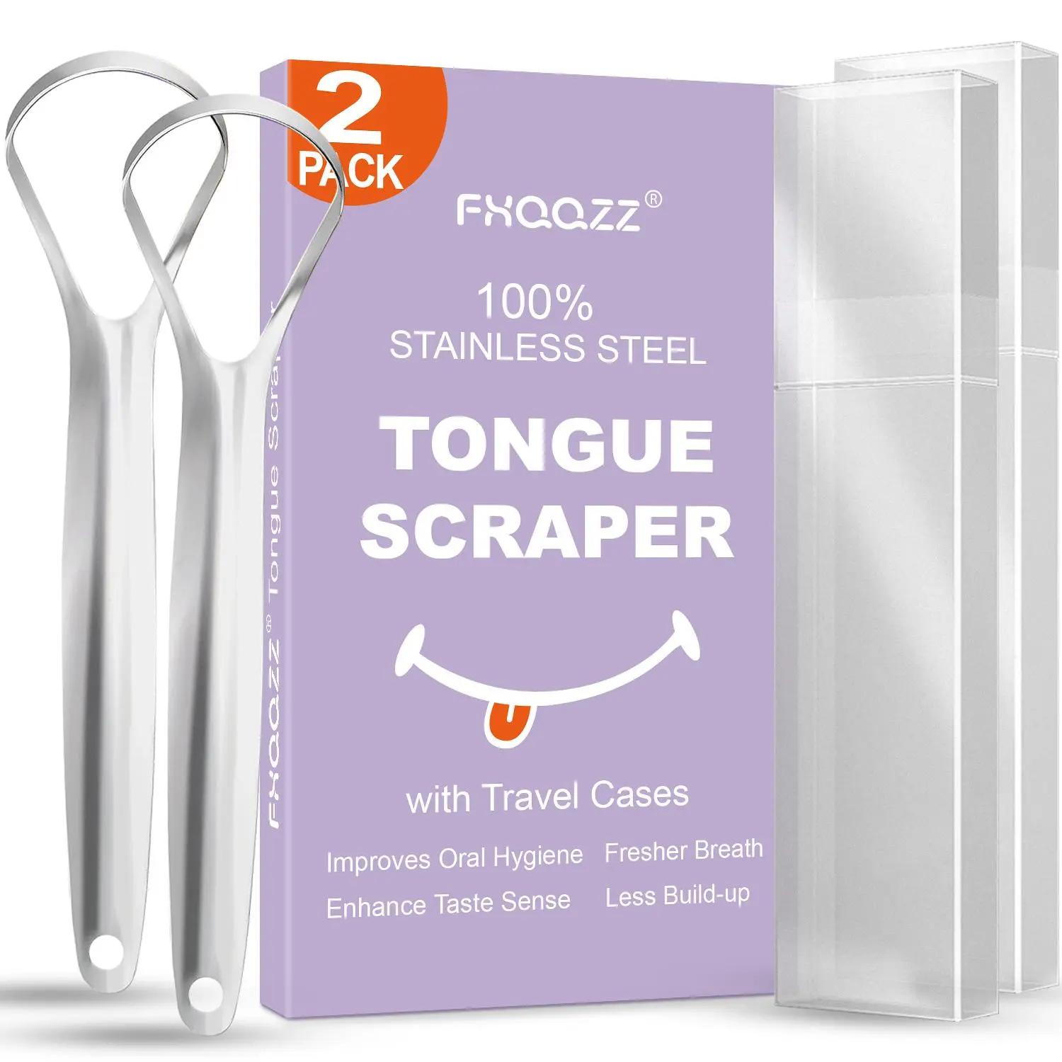 Portable Tongue Cleaner for Adults, 2 Counts/set Stainless Steel Tongue Scraper with Storage Case, Oral Care Tool for Travel, Lightweight Tongue Scraper, Oral Care Tools, Christmas Eve Box, Body Care Products