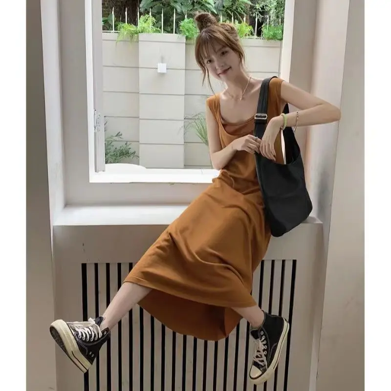 Váy Vest Không Tay Dành Cho Phụ Nữ, Thiết Kế Đẹp, Hàng Mới Về Cho Mùa Xuân Và Mùa Hè, Dây Đeo, Phong Cách Lười Biếng, Váy Dài Hai Mảnh Ngọt Ngào Và Mặn Women Dress