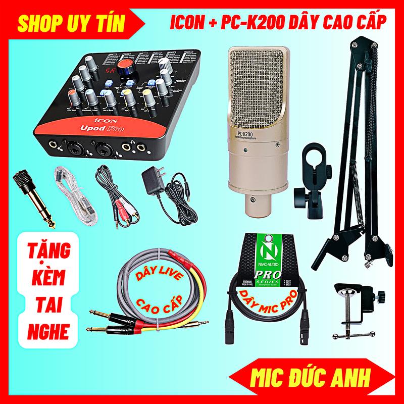 Bộ Mic Thu Âm Livestream K200 New Và Sound Card Icon Upod Pro Cao Cấp Dùng Cho Điện Thoại Máy Tính Laptop Kết Hợp Được Với Phần Mềm Autotune