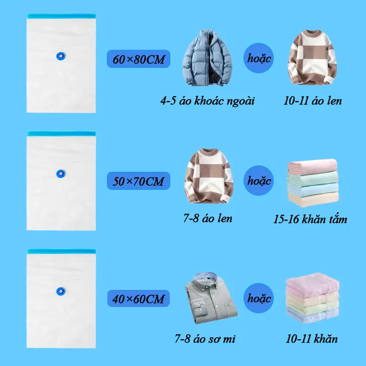 5 Túi hút chân không quần áo, túi nén chân không cho chăn gối, quần áo túi đựng đồ 7
