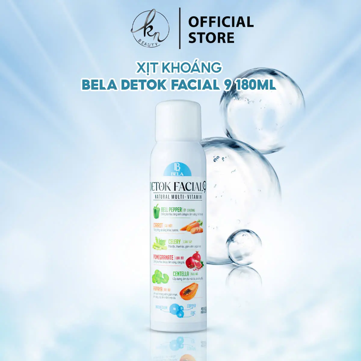 XỊT KHOÁNG DETOX FACIAL BELA 180ML hỗ trợ chăm sóc da