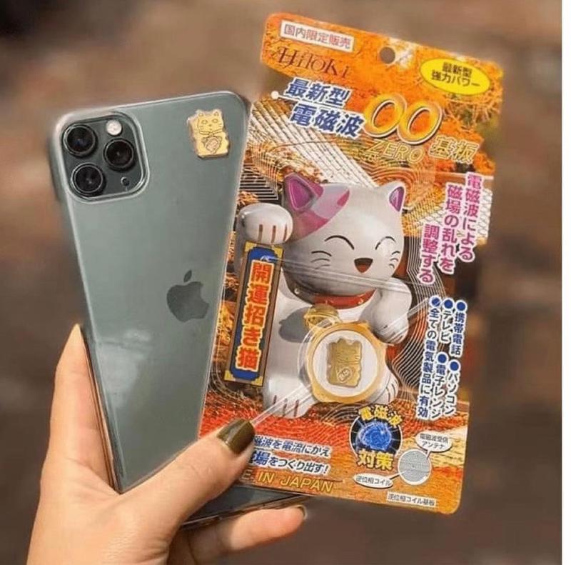Miếng dán chip chắn sóng ngăn bức xạ điện tử điện thoại Nhật Bản Mèo Thần Tài cao cấp Ốp Cases Phone Phụ Kiện
