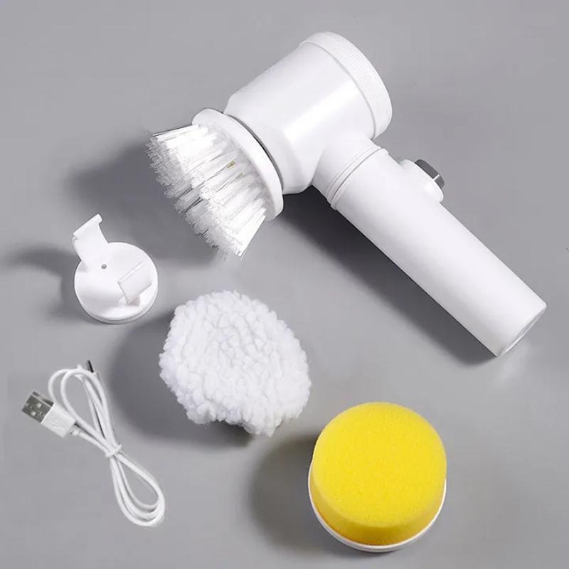 Electric Cleaning Brush 5 in 1 Cordless Rechargeable Electric Cleaning Spin Scrubber Brush Household Multifunctional Handheld Electric Scrubbe Cleaning Brush Sponge Tool Wool 0