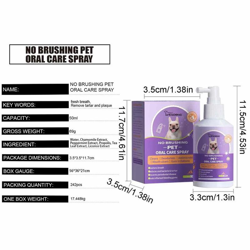 Product Introduction of 50ml Dog Mouth Fresh Spray Odor Eliminating Natural Ingredients Puppies Breath Spray Pets Oral Care Cats Deodorant Pets Supplies 9