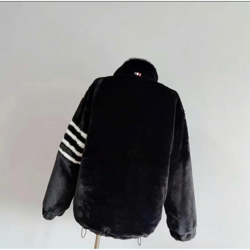 Áo Khoác nỉ Thom Lông Cừu Dày Dặn Phối Kẻ Sọc Tay, Phong Cách Hàn Quốc nam nữ mặc cực chât Cotton Jacket Cotton Jacket Menswear Trắng 6