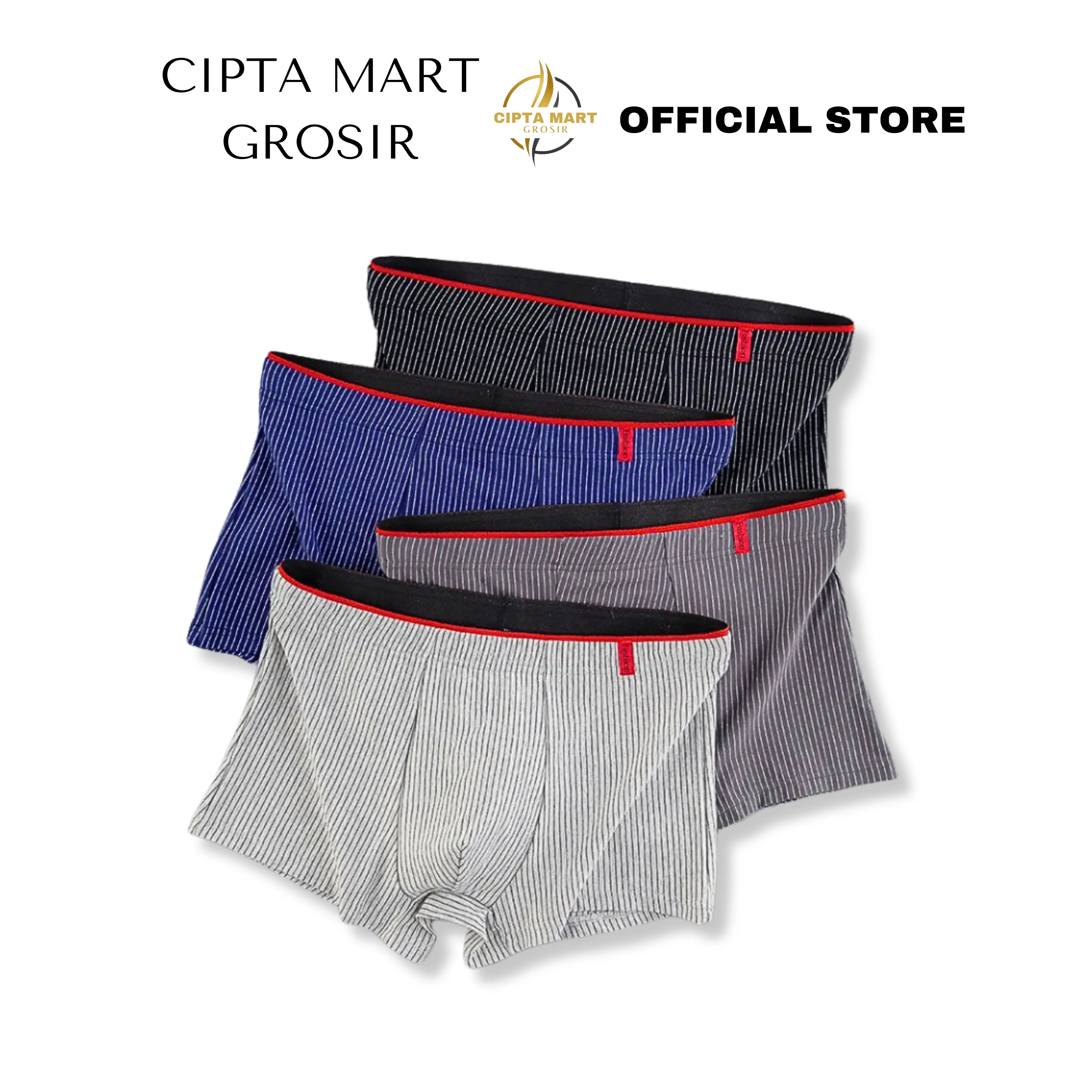 (BXP23) 4PCS Celana dalam pria garis garis cancut sempak boxer laki laki Nyaman Pendek Dewasa Motif Karet