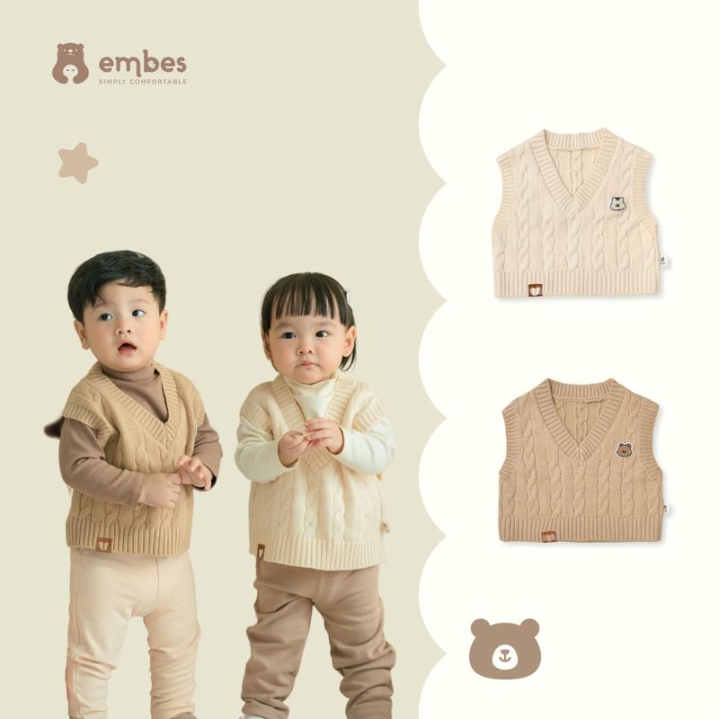 Áo gile len gấu cho bé trai bé gái Embes Việt Nam từ 9 tháng - 4 tuổi - 24-K6-29