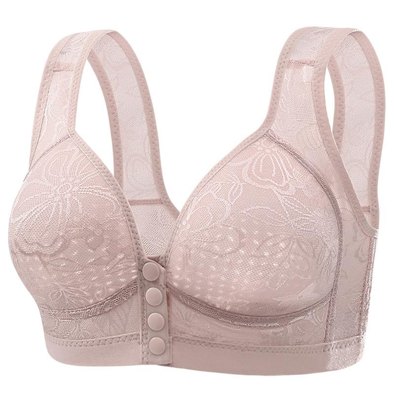 Product Introduction of New Large Size Beautiful Back Breathable Gather Sweat-absorbent No Steel Ring Front Buckle Side Breast Mother Bra 25
