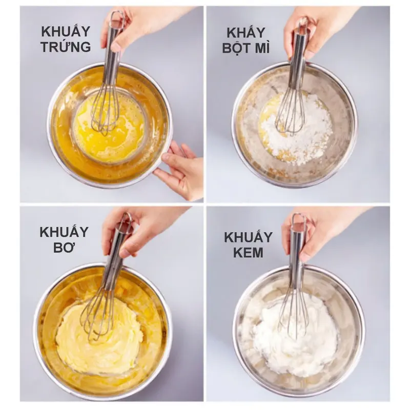 Phới đánh trứng bằng tay thép không gỉ đủ size - THE GARDEN 8