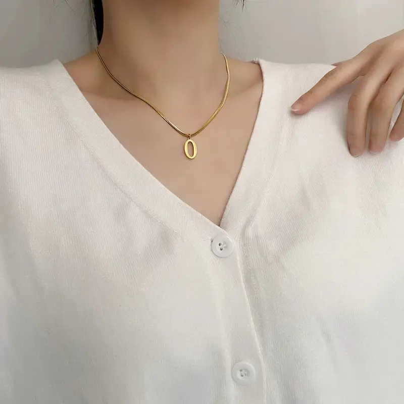 Dây Vòng Cổ Chữ Cái A-Z, Chất Liệu Thép Titan Không Phai Màu, Phụ Kiện Thời Trang Mới, Cao Cấp, Cá Nhân Hóa, Phụ Kiện Dễ Phối Đồ Thoáng Mát, Breezes 3