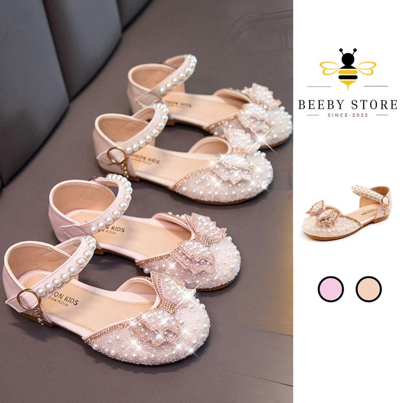 Giày Búp Bê Cho Bé Gái, Giày Búp Bê Công Chúa Đính Ngọc Nơ Lấp Lánh Quảng Châu Cao Cấp Cho Bé Tuổi 2 - 8