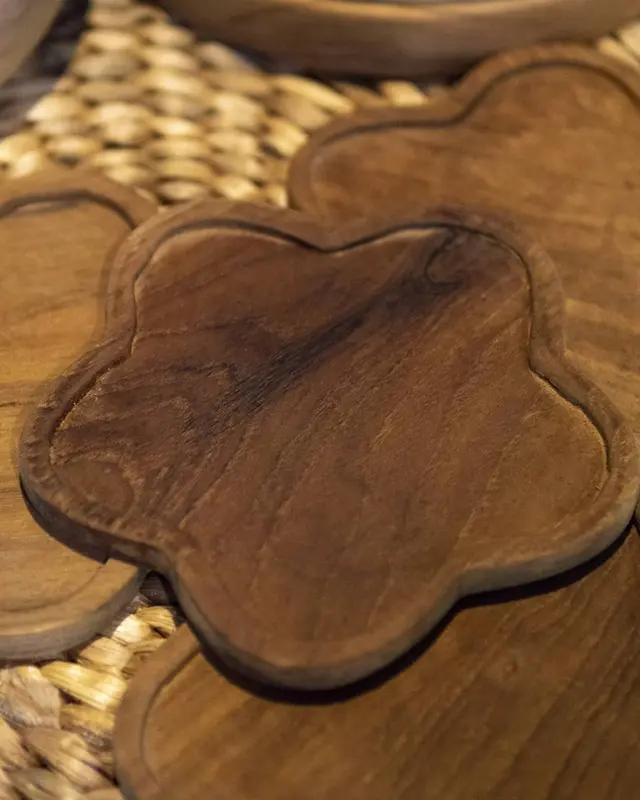 Tatakan Gelas Kayu homEY - Wooden Star Teak Coaster 1