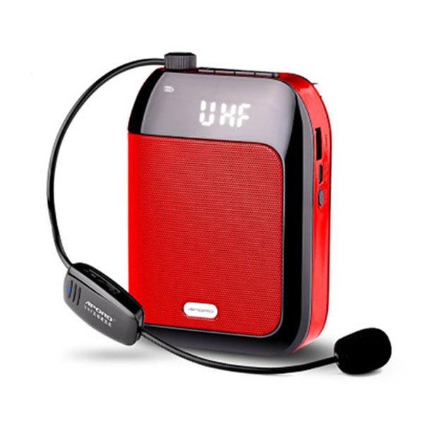 Aporo Máy trợ giảng không dây T20 UHF 4.0 Bluetooth 15W âm thanh to trong Loa Củ Loa 127mm x 90mm x 40mm ghi âm FM thẻ nhớ USB
