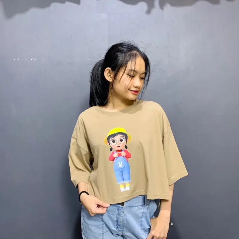 RF.ID Jenna Hat Yellow Croptop Oversize ( Lingkar Dada 125 Muat Sampai BB 85kg ) Wanita Kaos 4