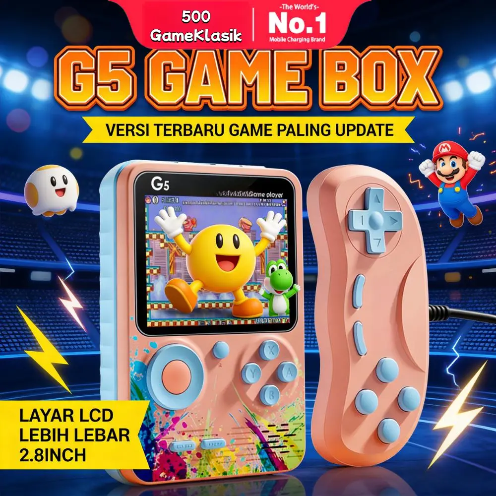 Gameboy Retro 500 dalam 1 Permainan Mini Portabel SUPRIME Seri Merah Konsol Permainan 1 PEMAIN / 2 PEMAIN