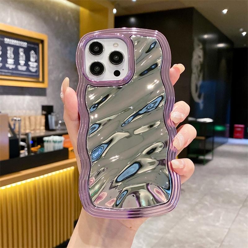 Product Introduction of Electroplating wavy edge is suitable for iphone15promax/15pro/15/14/14 promax/14pro/13promax/13/13pro/12/12promax/12pro/11 two-in-one women's mobile phone case 2