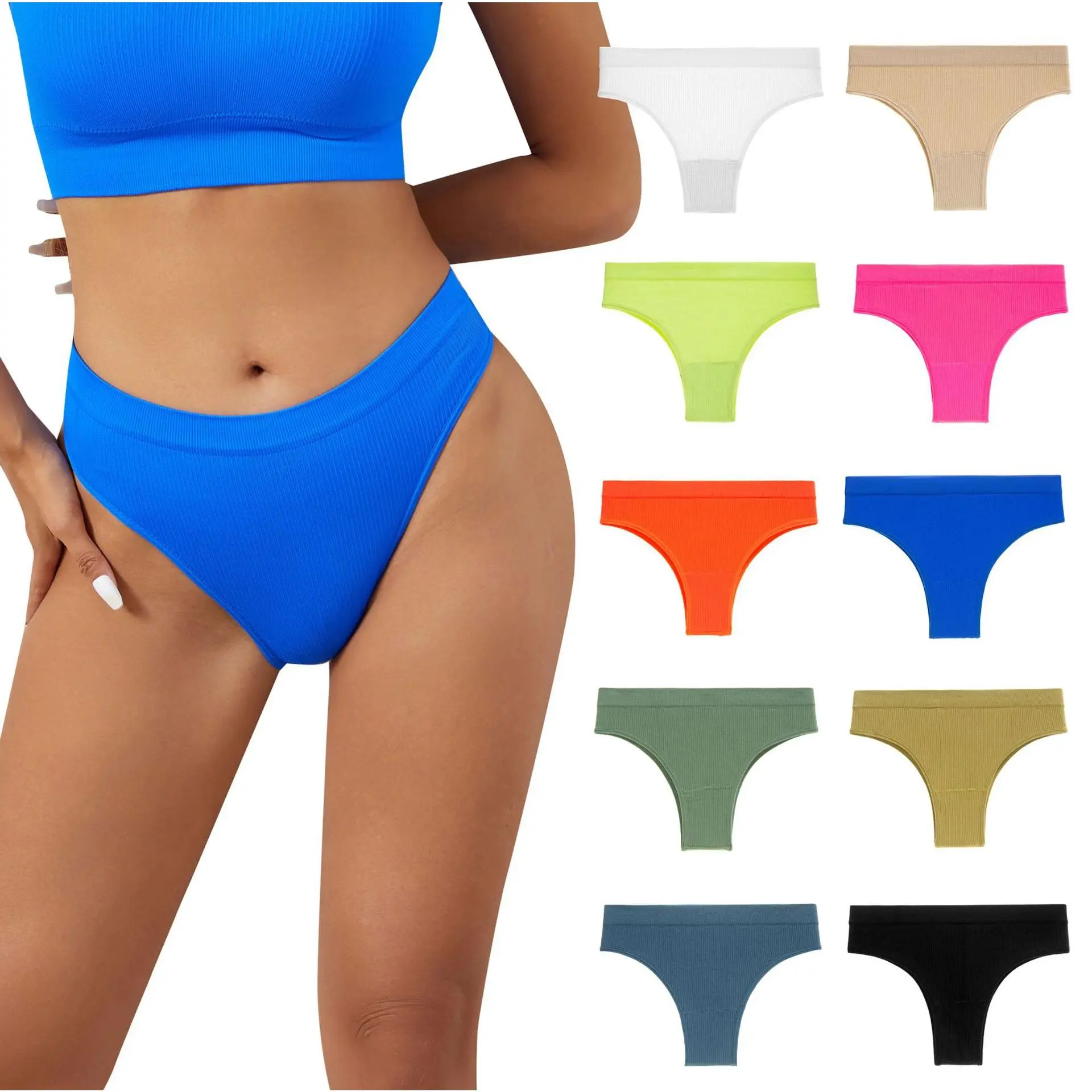 Plus Size Girls' Sports Thongs Seamless Sexy Elastic T-Back Panties Seamless Solid Color Comfortable Low Waist Underwear