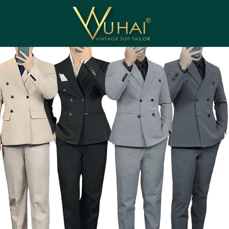 Áo blazer 6 cúc Hàn Quốc chất liệu cao cấp, áo vest nam hàng 3 lớp dày dặn có lót.