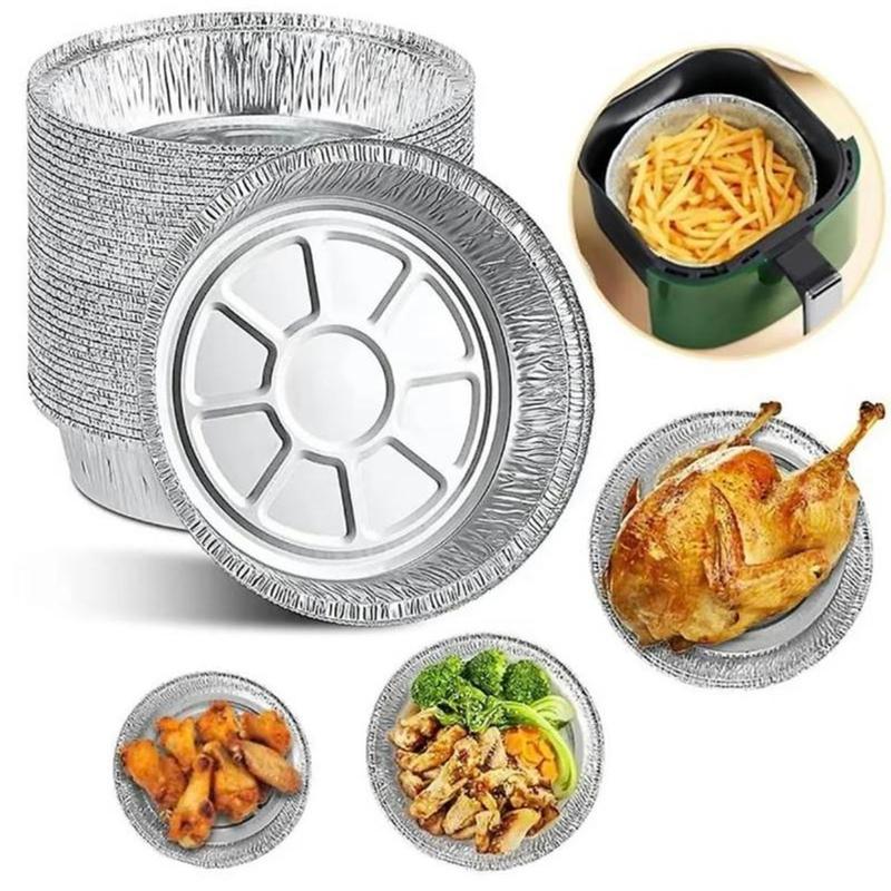 Combo 100 Khay Giấy bạċ 22cm Lót Nồi Chiên Không Dầu, Lò Nướng - Khuôn Đĩa Nhôm đựnġ Thức Ăn, đựnġ Thực Phẩm nuong giấy bạc khay giấy