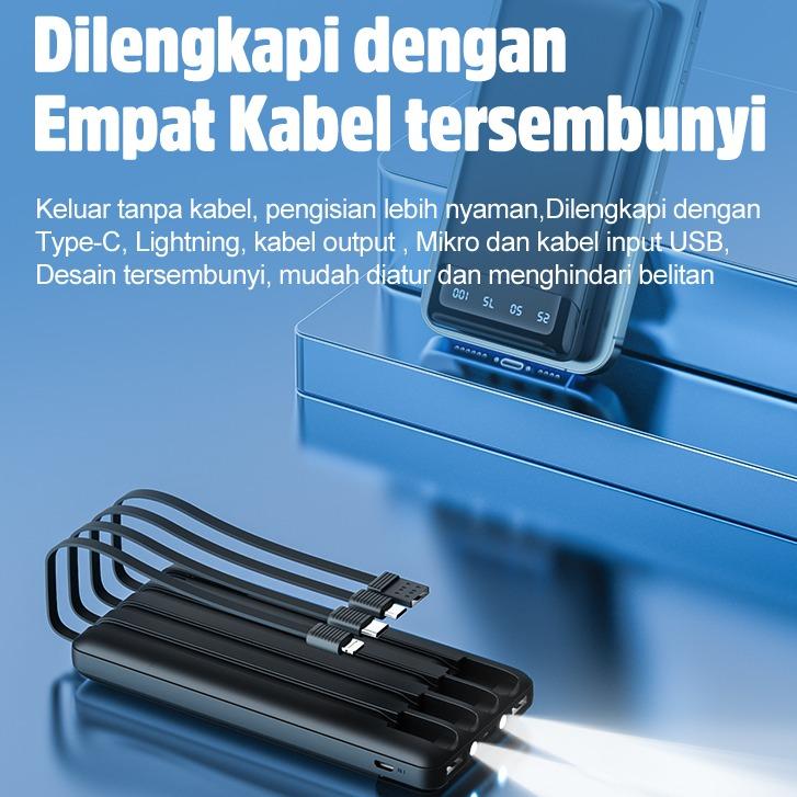 KIVEE Powerbank Fast Charging 20000 mAH 10000 mAh dengan Kabel Data Tipe C /Micro USB/Lightning USB Tampilan Daya Digital Flashlight Ganda Tiga masukan & lima keluaran Pengisian Daya Cepat 6