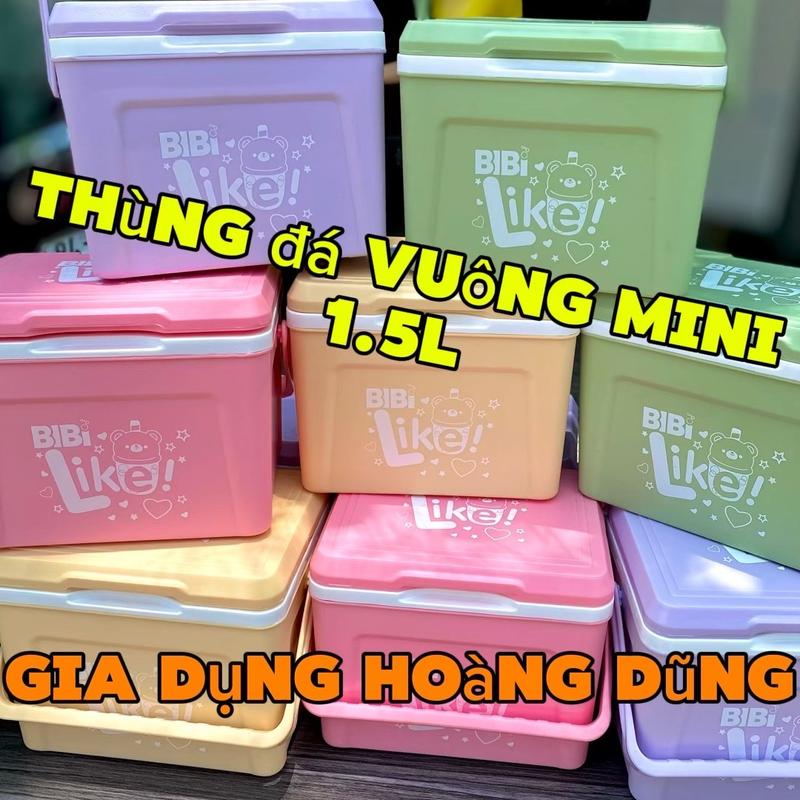 Thùng Đá Vuông Giữ Lạnh Mini Cute 1.5 lít Đựng Trà Sữa Có Quai Xách Nhỏ Gọn Nhựa Tý Liên