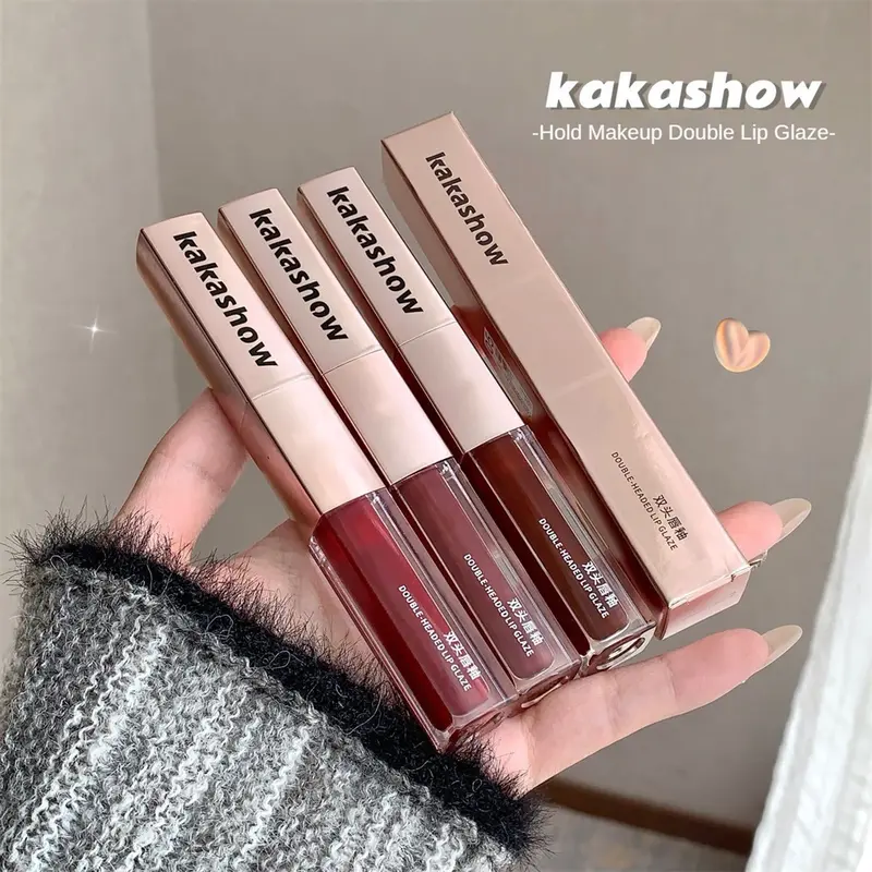 Son Môi Lì, Kakashow, Son Kem Hai Đầu, Lâu Trôi, Nhung Sương Mềm, Lì, Tự Nhiên, Mịn Màng, Nhẹ, Son Bóng Nước, Không Thấm Nước, Không Dễ Cởi Trang Điểm, Không Khô, Cốc Không Dính, Giá Cả Phải Chăng, Mỹ Phẩm 8