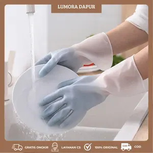 Sarung Tangan Karet Cuci Piring Silikon Latex Rubber Glove Anti Slip / Sarung tangan karet / Sarung tangan cuci piring / Sarung tangan panjang / sarung tangan silicone latek I PB-43