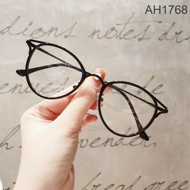 Mắt kính thời trang má hồng mắt mèo gọng kim loại nam nữ đẹp AH1768 6