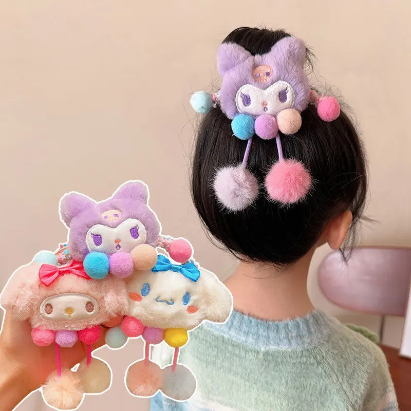 Dây Buộc Tóc Co Giãn Nhồi Bông Dễ Thương, Dành Cho Bé Gái, Thiết Kế Hoạt Hình Sanrio, Dây Buộc Tóc, Dây Cao Su, Phụ Kiện Cài Tóc, Phụ Kiện Tóc 2