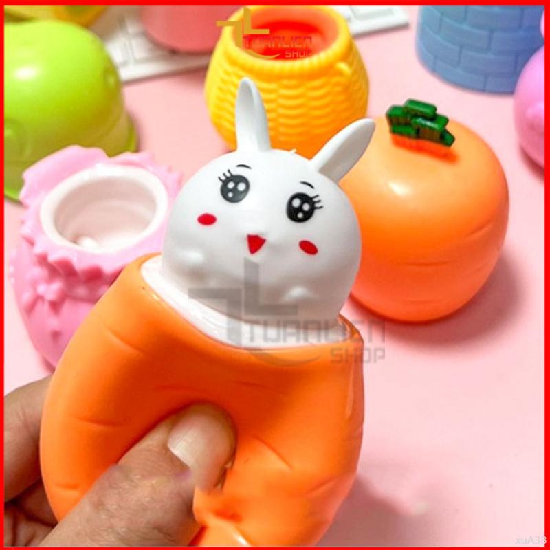 Đồ Chơi Thỏ Trắng Dễ Thương, Bóp Cốc Giải Nén Hình Củ Cà Rốt Mới Lạ. 1