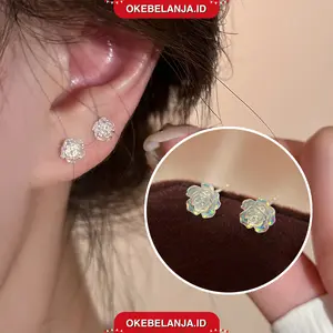 OKEBELANJA Anting-Anting Bunga Mawar Putih Anti Karat S925 Aksesoris Wanita Korea Style