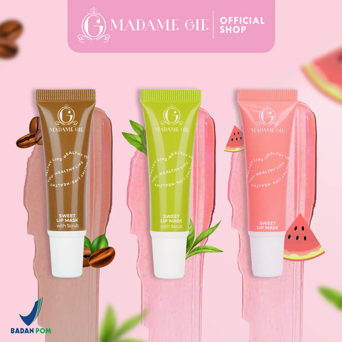 Madame Gie Sweet Lip Mask - Lip Scrub Vitamin E Lip Balm Moisturizer Serum Pencerah Bibir
