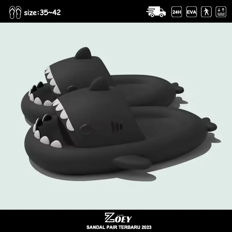 Sandal hiu pria dewasa 2024 paling awet Sendal slop pria karet terbaru murah Sendal selop wanita empuk kece slip on Rumah EVA indoor outdoor 4