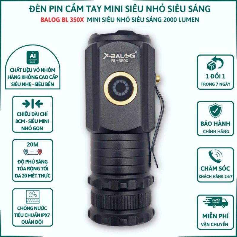 X-BALOG 350X Đèn pin cầm tay mini siêu sáng vỏ nhôm chống nước IPX7 độ sáng tối đa 2000 Đèn cầm tay xiaomi nextool xhp502 den  pin đèn  pin