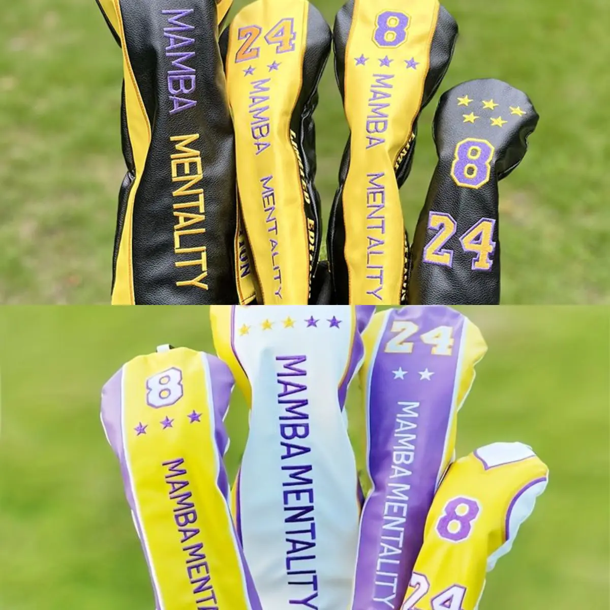 Kobe Manba Spirit Golf Club Sleeve Push Wooden Pole Sets Pu No. 1 Fairway Wood Ball Head Protective Cap Rod Head Cover Qgt24111