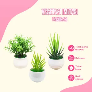 Tiruan Flower Plastik Tumbuhan Buatan Cantik DEkorasi Interior Pot Mini Buatan Simulasi Bunga Palsu Pot Plastik tanaman tanaman & buah dekoratif
